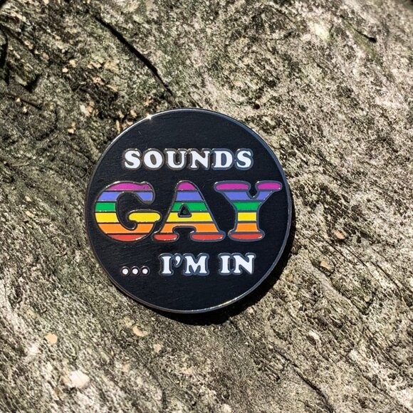 Sounds Gay I'm In LGBTQ+ Lapel Pin - Picture 4 of 5
